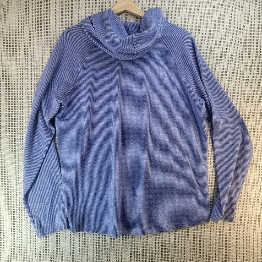Vince Hooded Sweater Mens Large Blue Heather Knit‎ Pullover Raglan Long Sleeve